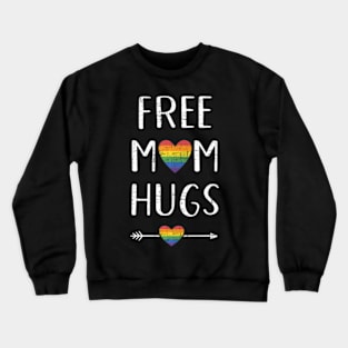 Free mom hugs with flag heart for pride month Crewneck Sweatshirt